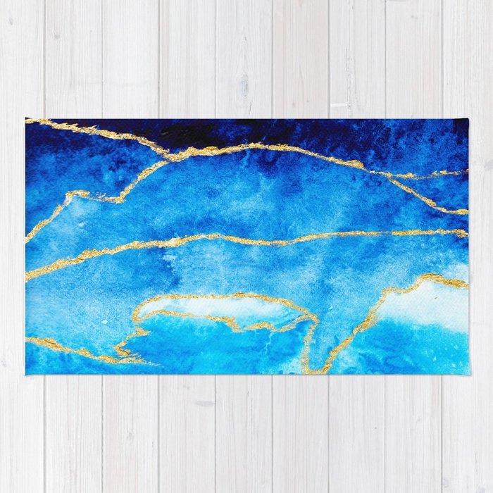 700x700 Modern Faux Gold Foil Navy Blue Ombre Watercolor Hand Painted - Watercolor Blue Ombre