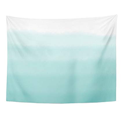 425x425 Emvency Tapestry Teal Dip Turquoise Green Ombre - Watercolor Blue Ombre