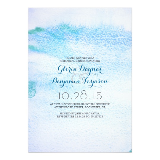 540x540 Watercolor Blue Ombre Rehearsal Dinner Invitation - Watercolor Blue Ombre