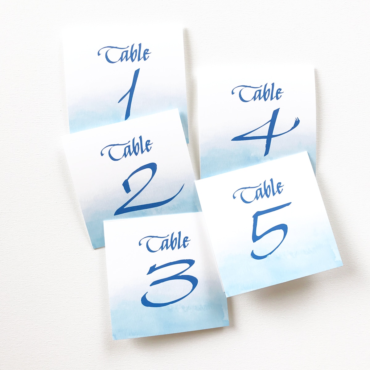 1200x1200 Watercolor Blue Table Cards Custom Watercolor Invitations - Watercolor Blue Ombre