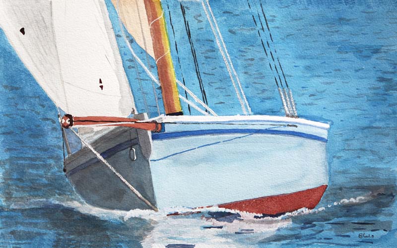 800x500 Falmouth Working Boat Mabel Boat Watercolor Painting - Watercolor Boat