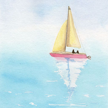 354x354 Shop Watercolor Paintings Of Boats On Wanelo - Watercolor Boat