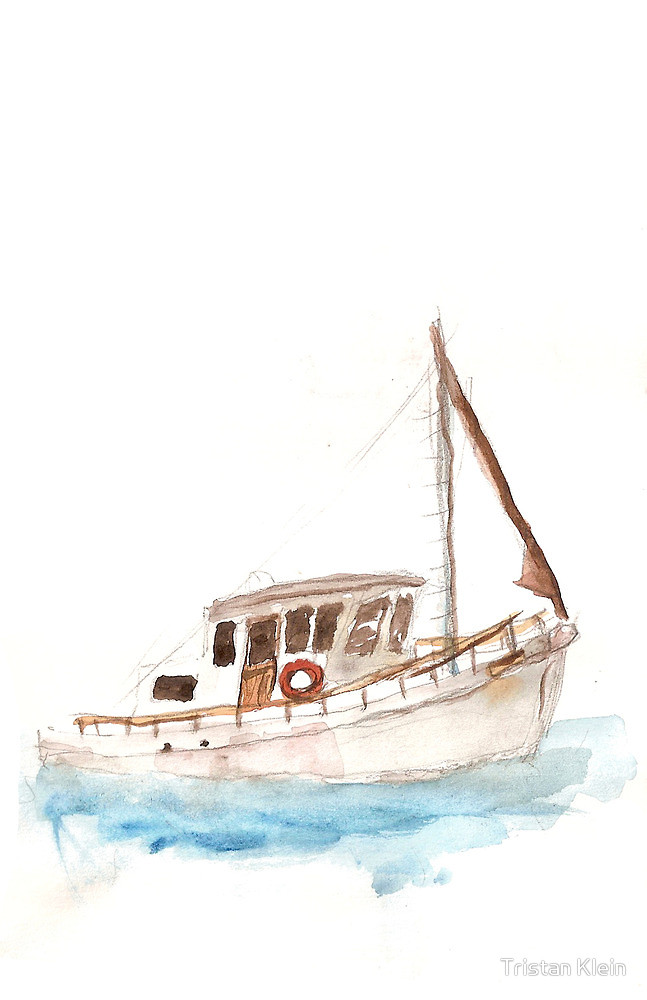 647x1000 Boat Watercolour By Tristan Klein Redbubble - Watercolor Boat