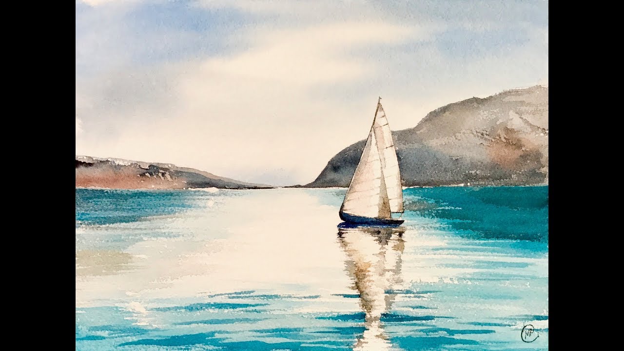 1280x720 Easy Watercolor Sailboat Painting - Watercolor Boat