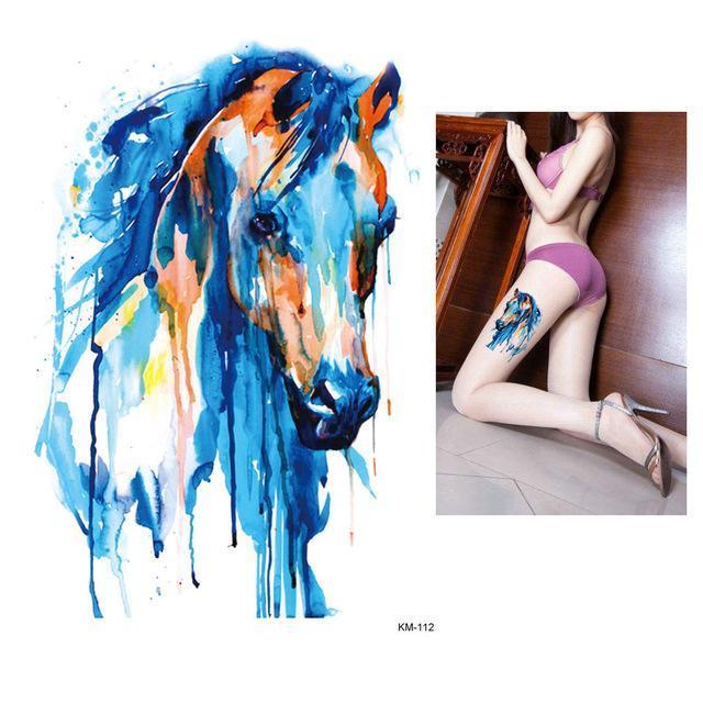 640x640 1x Diy Body Art Temporary Tattoo Colorful Animals Watercolor - Watercolor Body