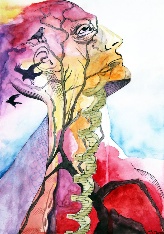 690x980 Body Parts Watercolor Painting Christina - Watercolor Body