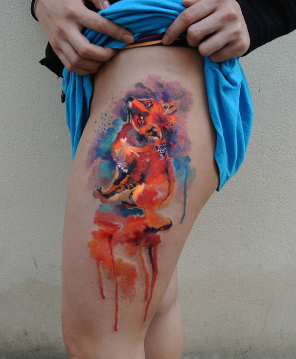 605x733 Watercolor Body Painting Tattoos ~ Art Project Ideas And Craft Ideas - Watercolor Body Paint