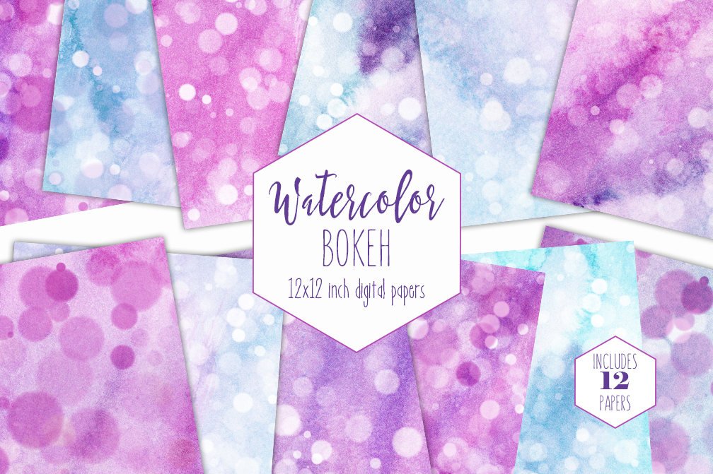 1008x671 Rainbow Watercolor Digital Paper Pack Commercial Use Backgrounds - Watercolor Bokeh