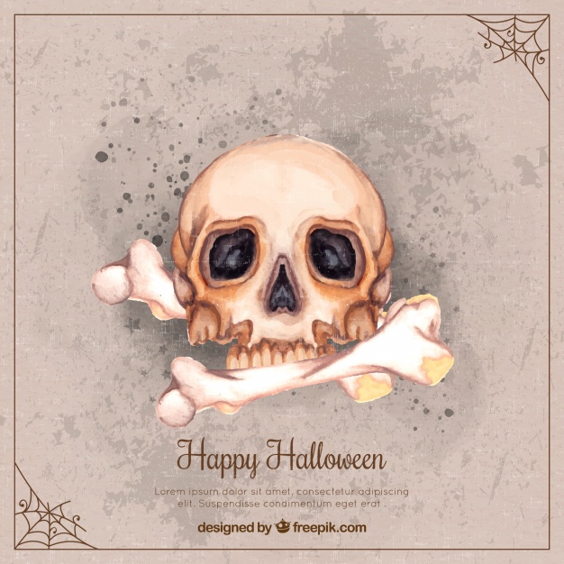 626x626 Skull Watercolor Background With Bones Vector Free Download - Watercolor Bones