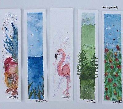 400x354 Hand Painted Watercolour Bookmark Bookmarks - Watercolor Bookmarks
