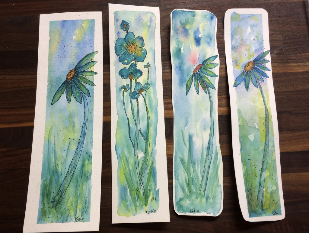 1024x771 Watercolor Bookmarks Playing With Watercolor And Pen - Watercolor Bookmarks