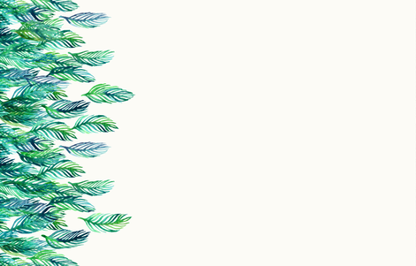 470x301 Green Watercolor Leaves Border Print On Cream Small Print - Watercolor Border