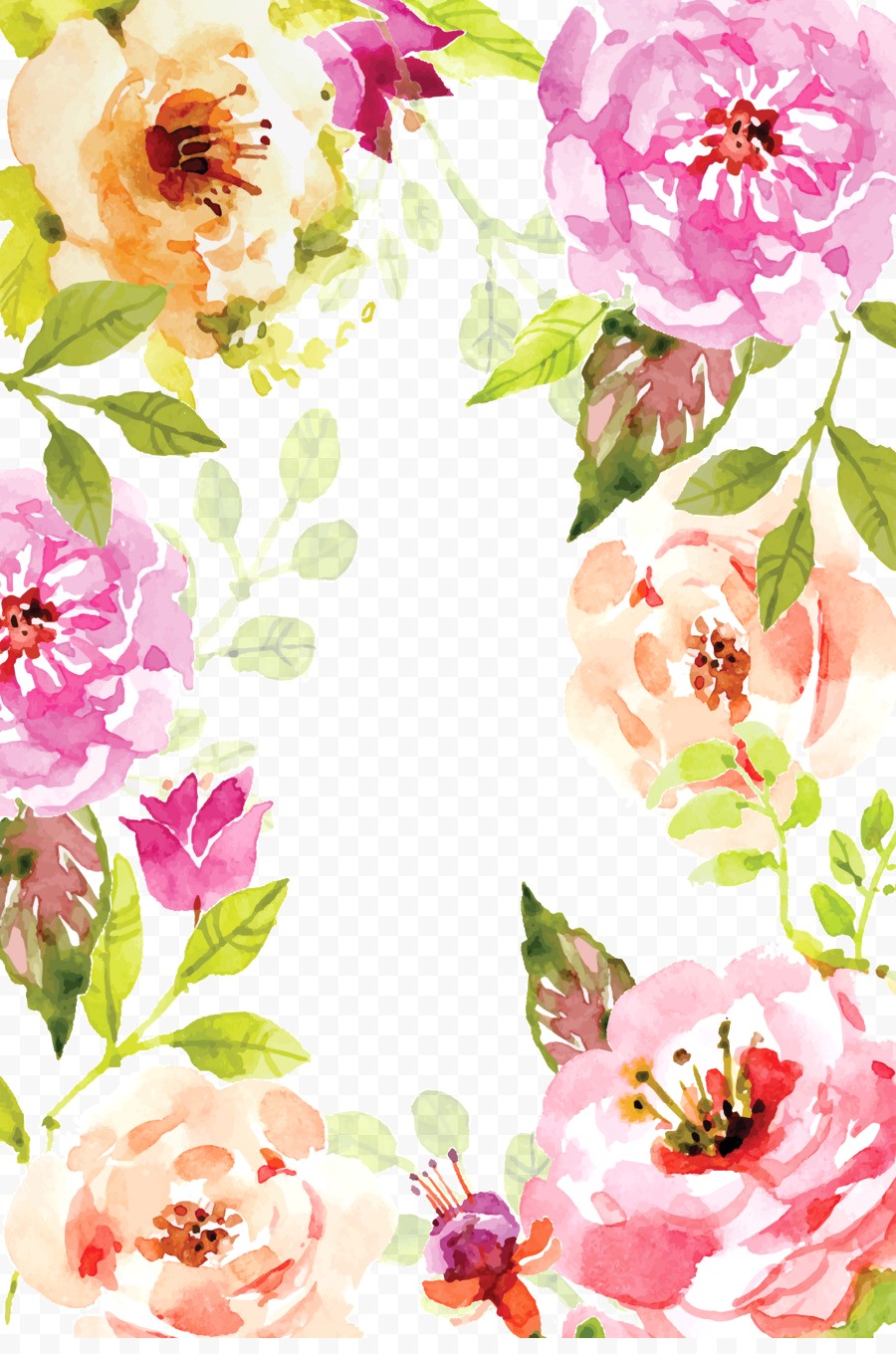 900x1360 Kisspng Watercolor Painting Book Poster Flowers Border Vector - Watercolor Border