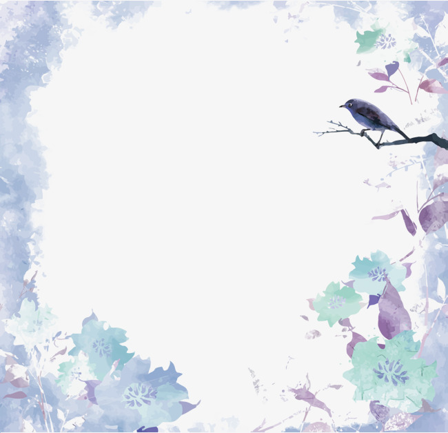 650x628 Vector Watercolor Border, Watercolor, Flowers, Bird Png And Vector - Watercolor Border