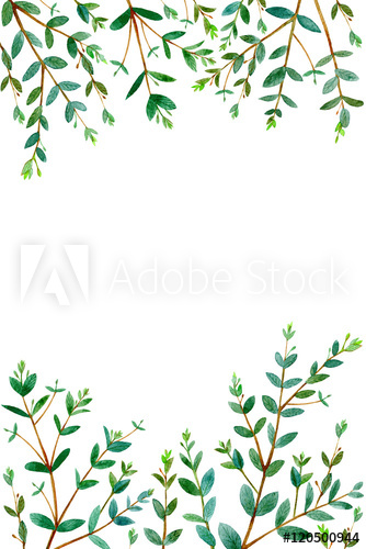 334x500 Frame With Eucalyptus Branches.green Floral Border.postcard - Watercolor Border