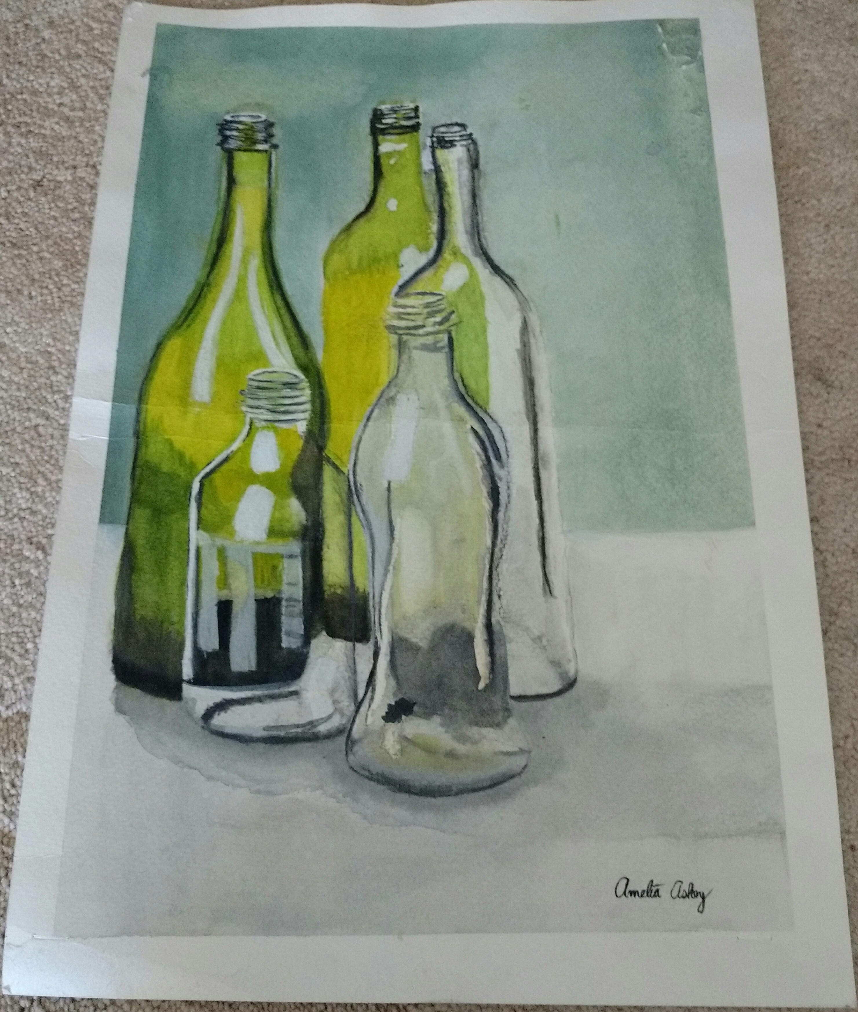 2963x3498 Glass Bottles Watercolor Painting Ameliaaskey12396 Foundmyself - Watercolor Bottle