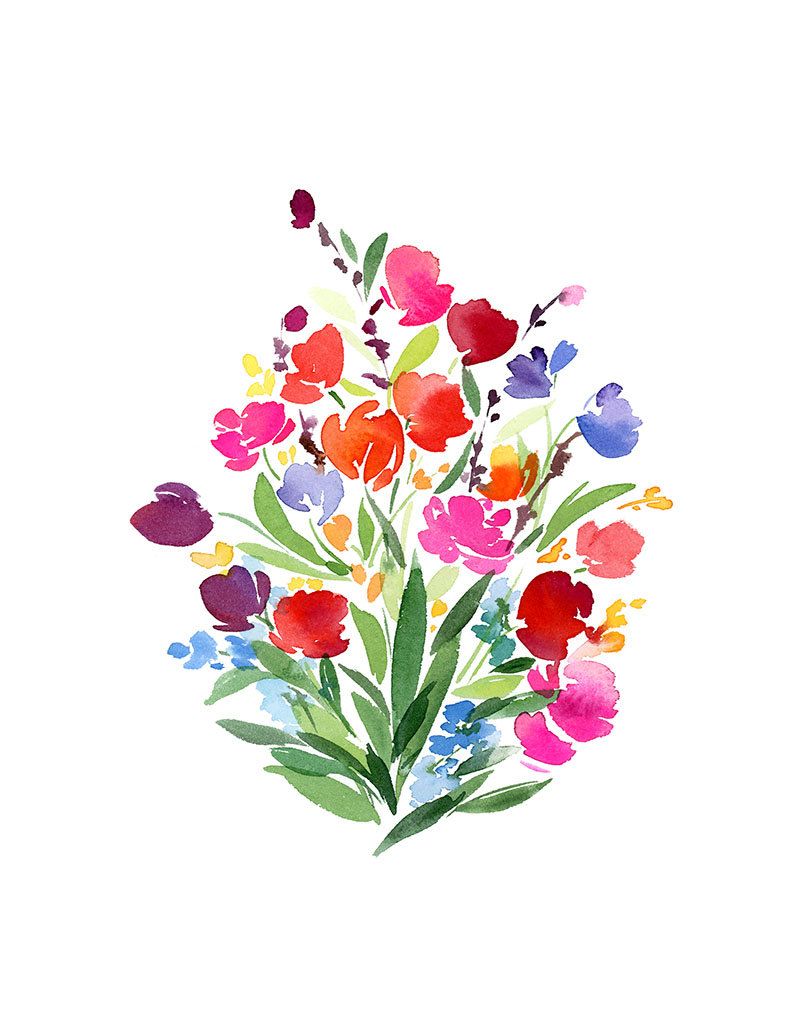 800x1035 Handmade Watercolor Bouquet Of Flowers 8x10 Wall Art Watercolor - Watercolor Bouquet