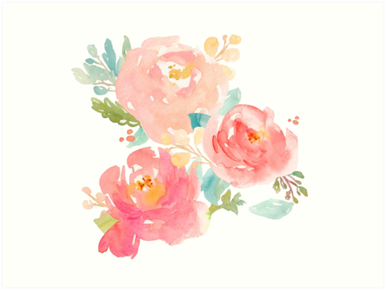549x413 Peonies Watercolor Bouquet Art Prints By Junkydotcom Redbubble - Watercolor Bouquet