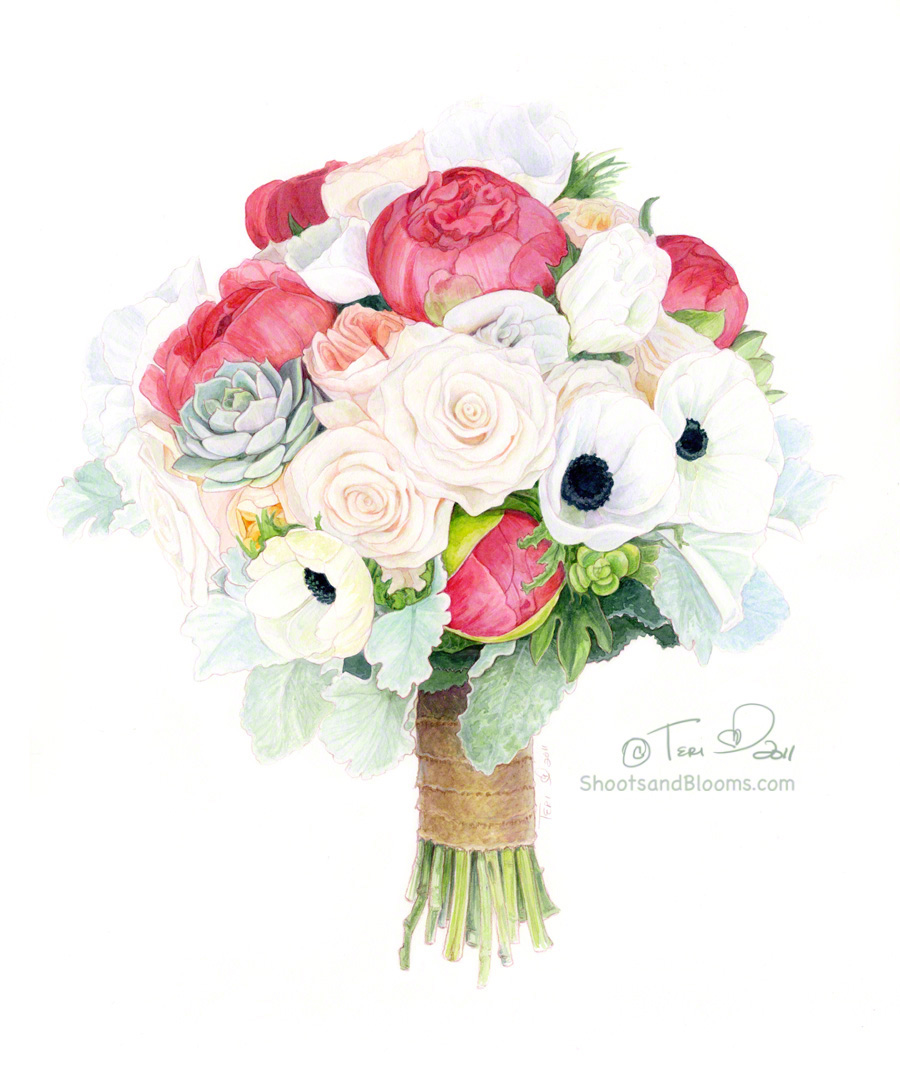 900x1077 Shoots And Blooms, Bridal Bouquet And Floral Paintings On Behance - Watercolor Bouquet