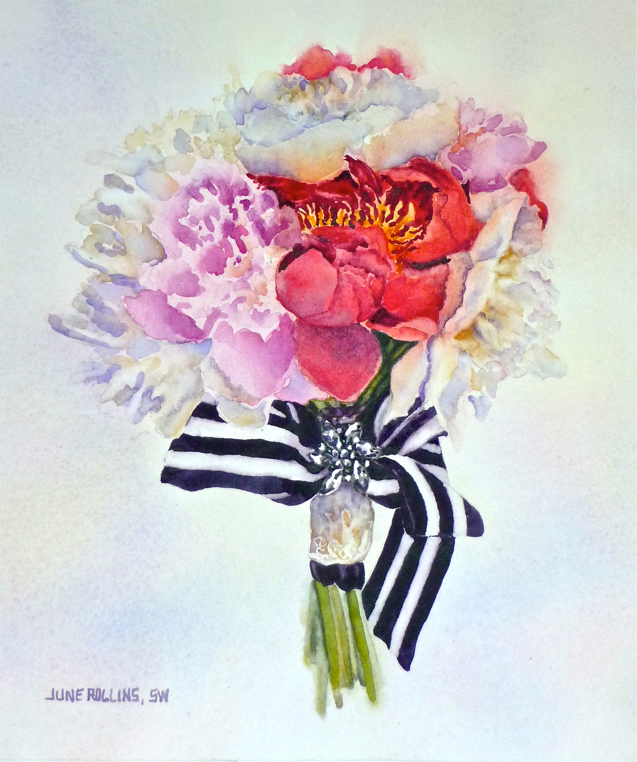 2163x2588 Bridal Bouquet Watercolor Completed! June Rollins Art - Watercolor Bouquet