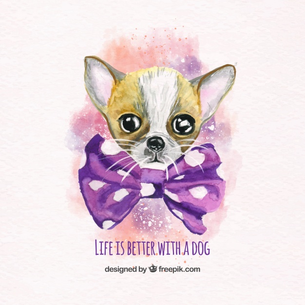 626x626 Lovely Poodle With A Watercolor Bow Tie Vector Free Download - Watercolor Bow