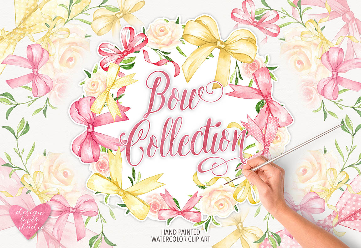 1152x792 Watercolor Bow Collection Clipart - Watercolor Bow