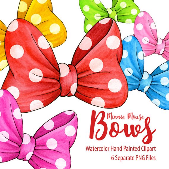 570x570 Watercolor Minnie Mouse Bows Clipart Collection. Hand Painted Etsy - Watercolor Bow