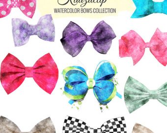 340x270 Watercolor Bow Etsy - Watercolor Bow