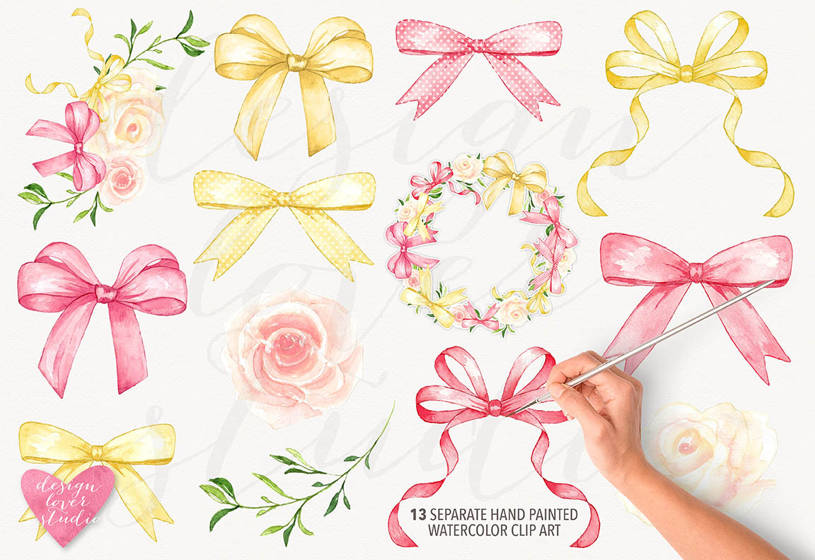 1152x792 Watercolor Bow Collection By Designloverstudio - Watercolor Bow