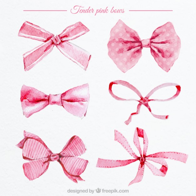 626x626 Watercolor Pink Bows Vector Free Download - Watercolor Bow