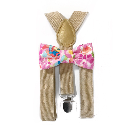 540x540 Pink Watercolor Floral Bow Tiesuspender Set Closetofhjk - Watercolor Bow
