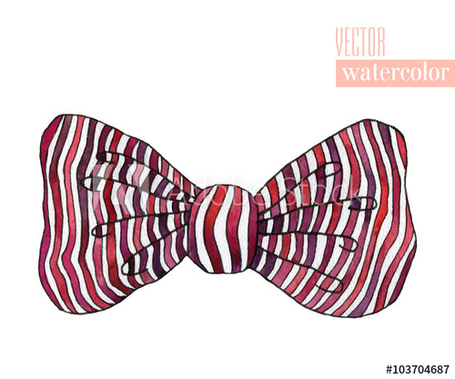 500x417 Illustration Of Watercolor Bow With Stripe Pattern - Watercolor Bow