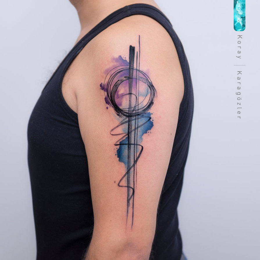 894x894 Watercolor Abstract Tattoo By Koraykaragozler - Watercolor Bow Tattoo