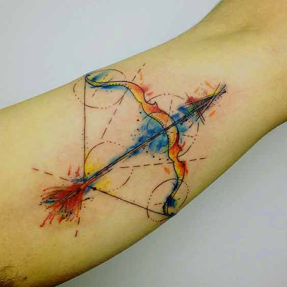 564x564 55 Best Sagittarius Tattoos Designs And Ideas With Meanings - Watercolor Bow Tattoo