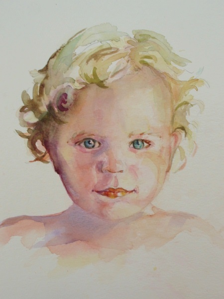 450x600 Nick Watercolor Of A Little Boy - Watercolor Boy