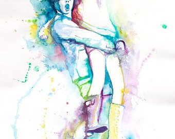 340x270 Original Watercolor Painting Horizons. Portrait Of Of A Girl - Watercolor Boy