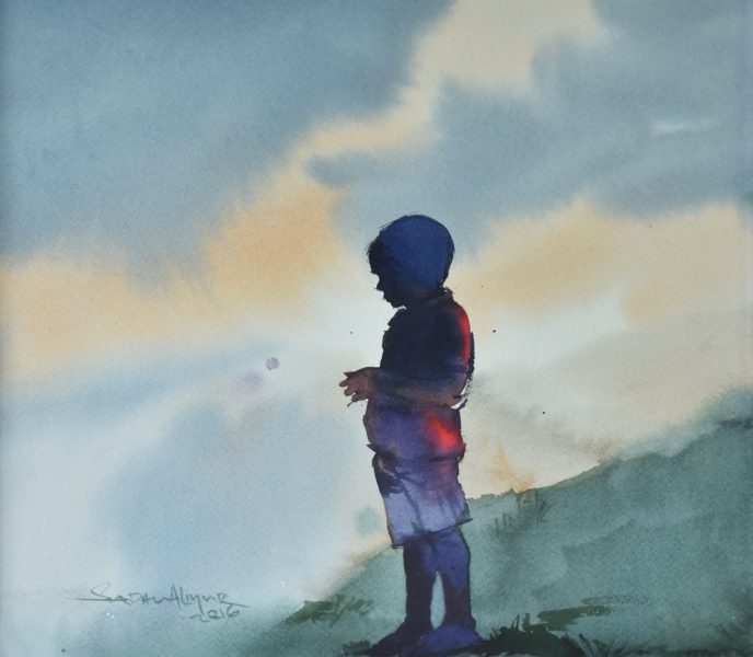 688x600 The Little Boy Watercolor Painting - Watercolor Boy