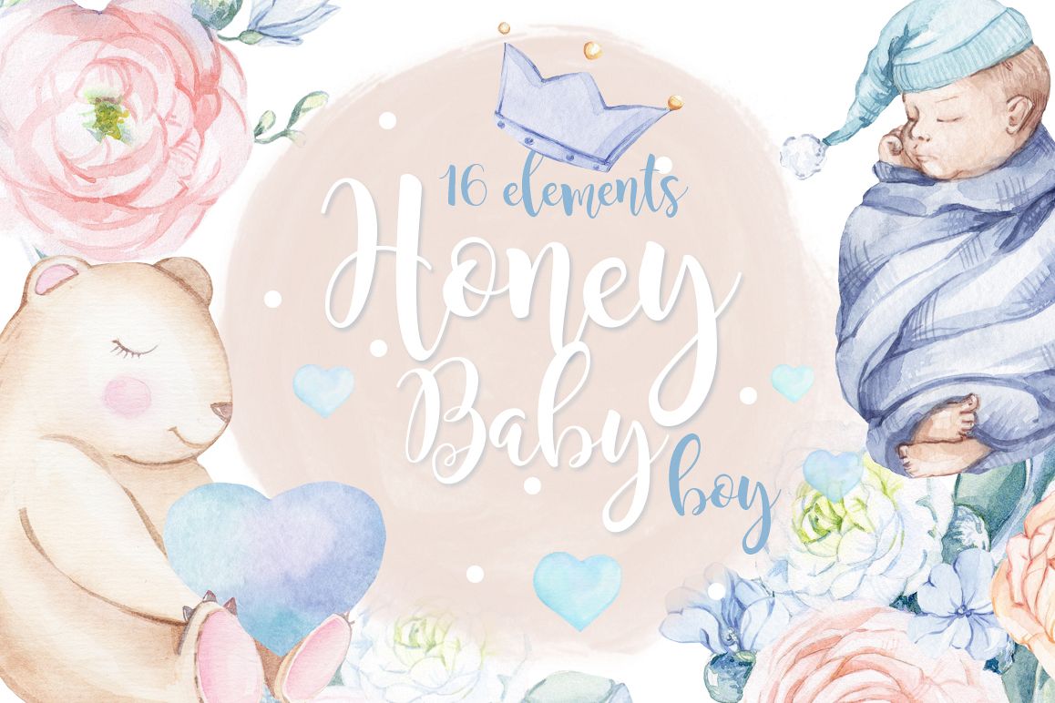 1158x772 Watercolor Set Honey Baby Boy - Watercolor Boy