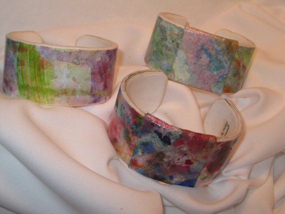 570x428 Watercolor Paper Bracelet Digital Tutorial Only Etsy - Watercolor Bracelet