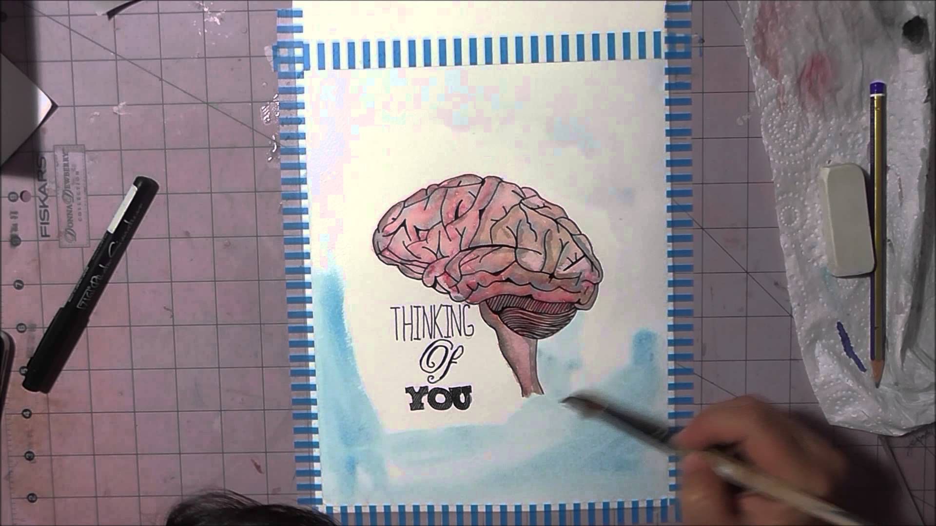 1920x1080 Thinking Of You Valentine Brain Watercolor Time Lapse Painting - Watercolor Brain