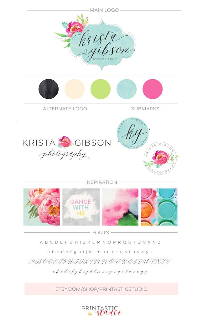 642x1043 Floral Branding Package Watercolor Branding Kit Floral Logo Etsy - Watercolor Branding