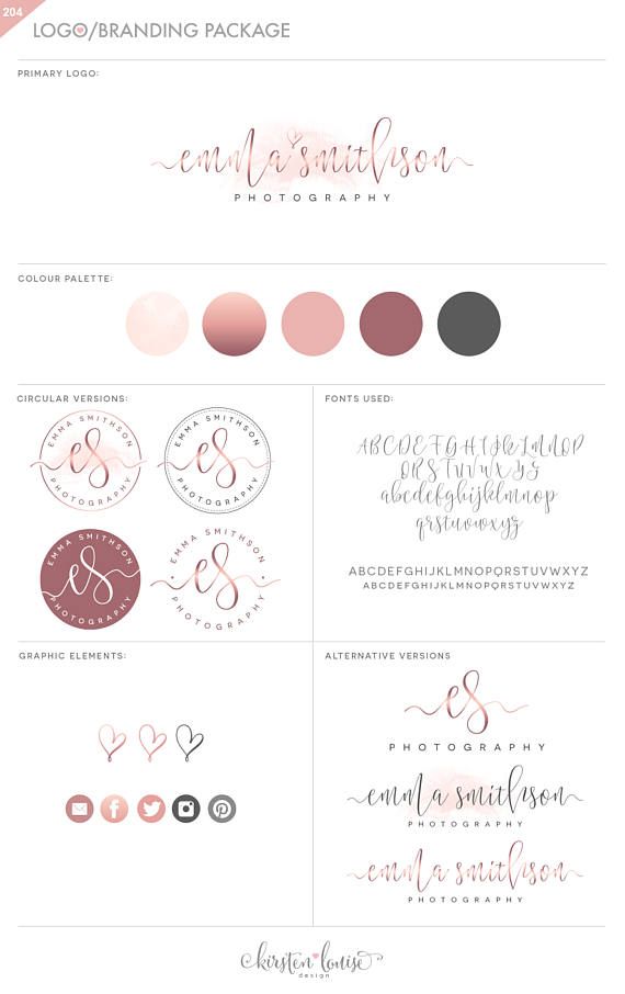 570x906 Premade Rose Gold Watercolour Branding Package Watercolour Logo - Watercolor Branding