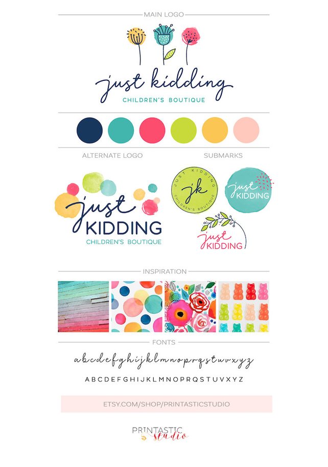 642x912 Watercolor Branding Package Floral Confetti Logo Branding Etsy - Watercolor Branding