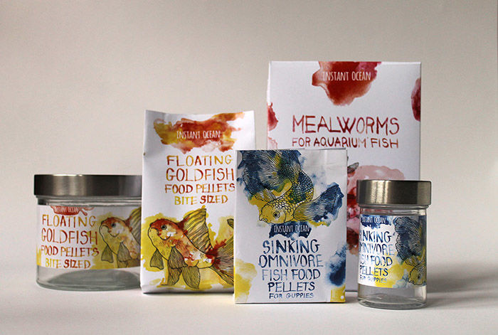 700x471 Watercolor Fish Food Labels Watercolor Branding - Watercolor Branding