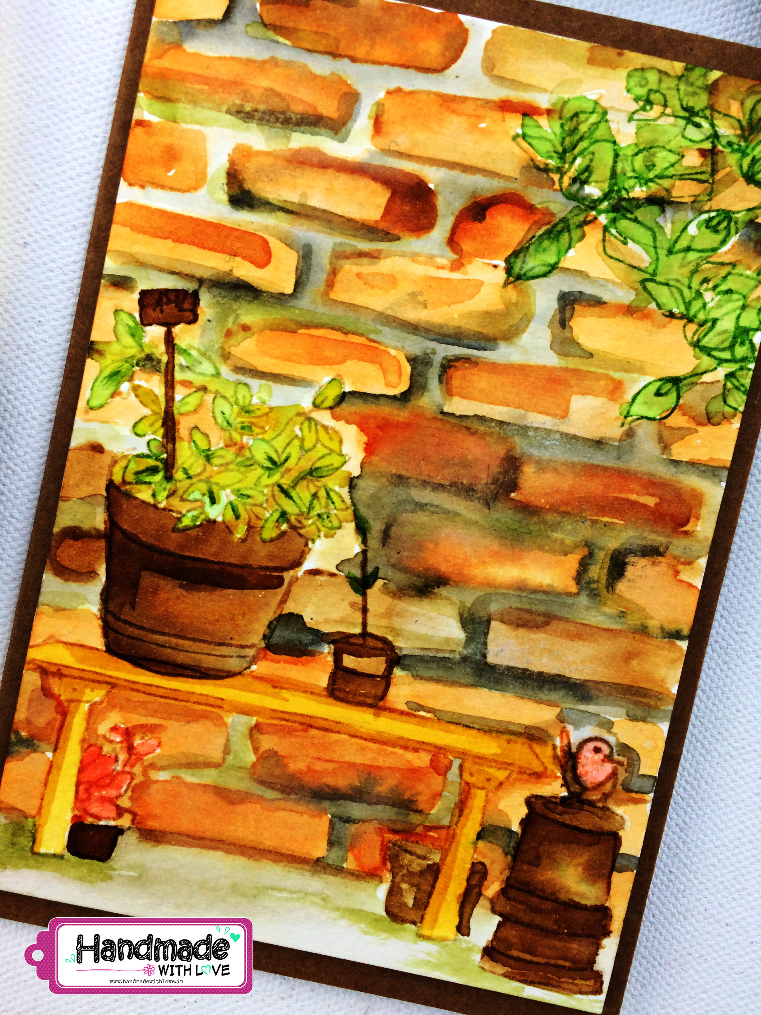 2448x3264 Watercolor Brick Wall With Plants Altenew Garden Grow Handmade - Watercolor Brick Wall