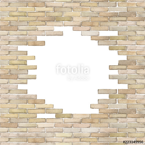 500x500 Watercolor Brick Wall Isolated On White Background Stock Photo - Watercolor Brick Wall