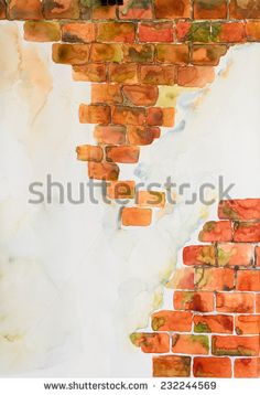 236x358 Tutorial Brick Texture In Watercolour Watercolor - Watercolor Bricks