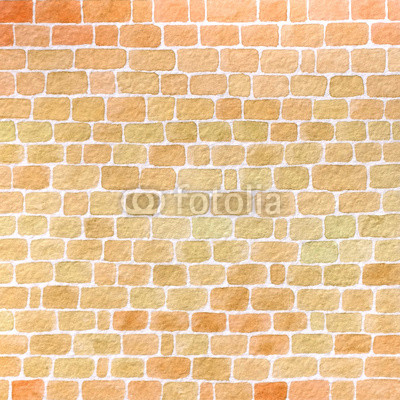 400x400 Hand Drawn Watercolor Wall Made Of Brown And Orange Bricks - Watercolor Bricks