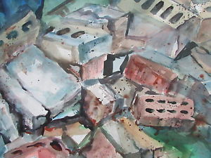 300x225 Millie Gift Smith 22x30 Watercolor Bricks Ebay - Watercolor Bricks