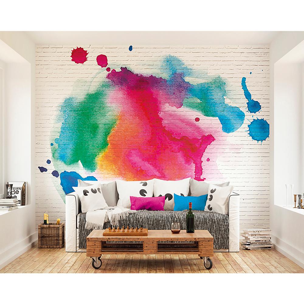 1000x1000 Watercolor Splattered Bricks Wall Mural Wals0238 - Watercolor Bricks